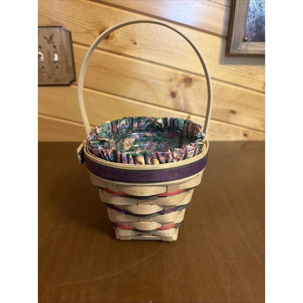 Longaberger 1996 Easter Basket with Liner and Protector & Button Basket Brick